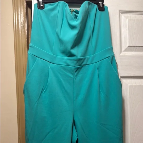 Express Blue Jumpsuit Modern Strapless Design - Picture 3 of 7